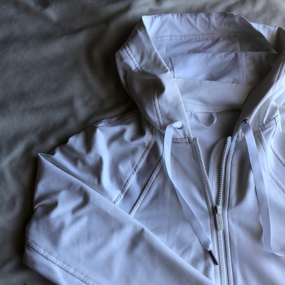 Crisp white lululemon jacket with ribbed details